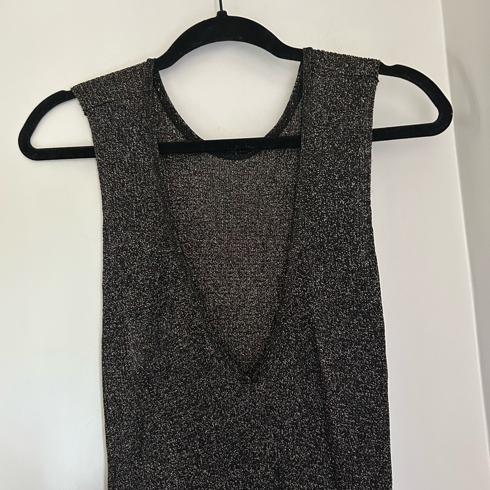 NWT Zara Gold & Brown Sleeveless Metallic Knit Dress Size Small - Picture 5 of 8